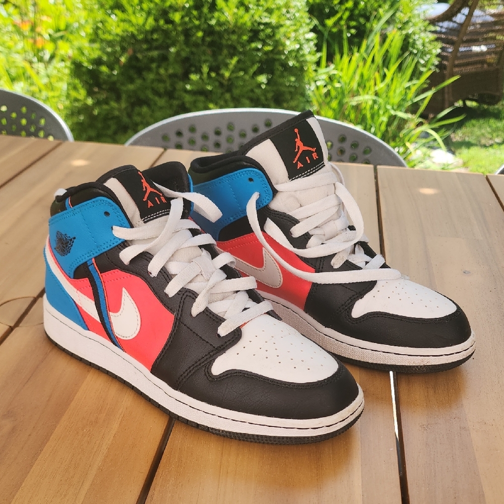 Jordan Air 1 Mid Game Time Gs Black/White-Blue Orbit  Cv4891 001 Size 6.5 Youth